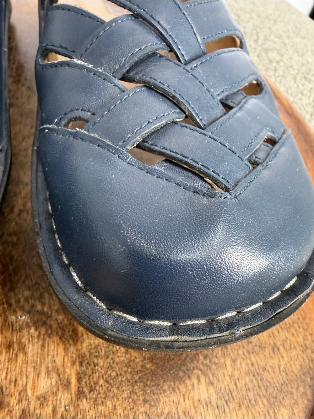 Alegria Shoes Wm 40 (9.5-10) Blue Leather Slingback Comfort Freesia Clog Mule - Picture 5 of 13